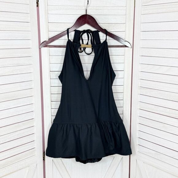 Kate Spade Crescent Bay High Neck Swim Dress Swimsuit Black Small - Picture 9 of 14